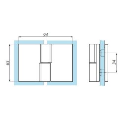 TGHS180LH SC - Zawias standardowy lewy szkło - szkło 180˚