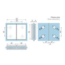 JHSC502 PC - Standard clamp glass to glass 180° JHSC502 PC - Standard clamp glass to glass 180°