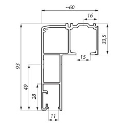 TS-TRFIX-3000 NA - Top track integrated with the profile for fixed panel installation TS-TRFIX-3000 NA - Top track integrated with the profile for fixed panel installation