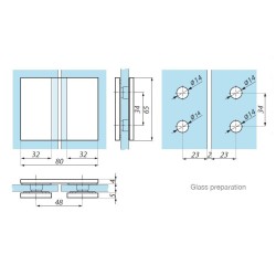 TGSC180 PC - Clamp glass to glass 180° TGSC180 PC - Clamp glass to glass 180°