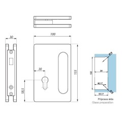 TGL80H SC - Hook lock with integrated recessed pull handle, prepared for europrofie cylinder TGL80H SC - Hook lock with integrated recessed pull handle, prepared for europrofie cylinder