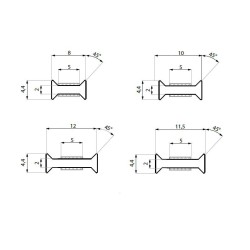 ITSE180-08 BL - Polycarbonate profile for glass panel joining at 180° with TESA ACXPLUS 7054 adhesive type ITSE180-08 BL - Polycarbonate profile for glass panel joining at 180° with TESA ACXPLUS 7054 adhesive type