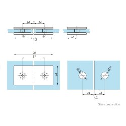 JHSC702 PC - Standard clamp glass to glass 180° JHSC702 PC - Standard clamp glass to glass 180°