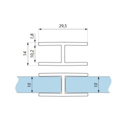 FIXSGH10-3000 AX - „H” glass to glass 180º aluminium connection profile FIXSGH10-3000 AX - „H” glass to glass 180º aluminium connection profile