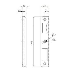 FR-PL70L SSS - Strike plate for vertical lock TGL70L (left) FR-PL70L SSS - Strike plate for vertical lock TGL70L (left)