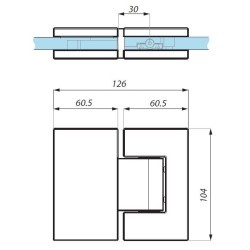 TGAH902 SSS - Adjustable hinge, spring load mechanism (glass to glass), 180° TGAH902 SSS - Adjustable hinge, spring load mechanism (glass to glass), 180°