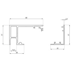 TS-MTRFIX400SET NABL - Sets: top track with integrated profile for fixed panel + cover TS-MTRFIX400SET NABL - Sets: top track with integrated profile for fixed panel + cover