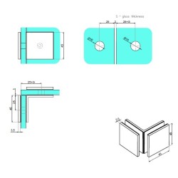 NTL7090 - Glass-glass handle 90° NTL7090 - Glass-glass handle 90°