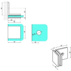 NTL4090D - Wall-glass handle 90° NTL4090D - Wall-glass handle 90°