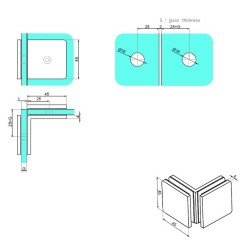 NTL4090-B - Łącznik szkło-szkło 90°