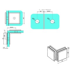 NTL5090 - Wall-glass handle 90° NTL5090 - Wall-glass handle 90°