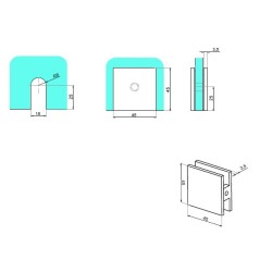 NTL7000D1-1 - Wall-glass handle 90° NTL7000D1-1 - Wall-glass handle 90°