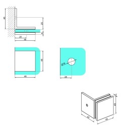 NTL7090D-1 - Wall-glass handle 90° NTL7090D-1 - Wall-glass handle 90°