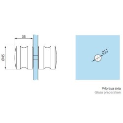 TGKH45 PBC - Gałka do drzwi 35x35