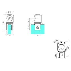 NLO-KP-2724-1 - End connector glass to round bar