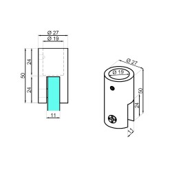 NLO-KP-2723B-B - Fixed wall connector glass-roof NLO-KP-2723B-B - Fixed wall connector glass-roof