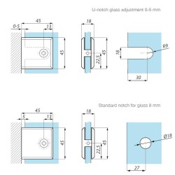 PC401 SC - Clamp (glass to wall) PC401 SC - Clamp (glass to wall)