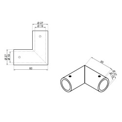 BT-709-US32D - Łącznik reling-reling 90°