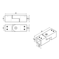 NLO-KP-2745-1 - Swivel connector for rectangular bar NLO-KP-2745-1 - Swivel connector for rectangular bar