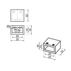 NTKSQ807-G - Fixed wall connector for rectangular bar NTKSQ807-G - Fixed wall connector for rectangular bar