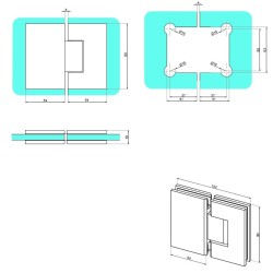 BJ-603 US32D - Glass-glass hinge 180° BJ-603 US32D - Glass-glass hinge 180°