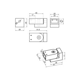 NTKSQ819G - Swivel connector for rectangular bar NTKSQ819G - Swivel connector for rectangular bar