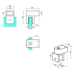 NTKSQ820-B - Mocowanie regulowane reling-szkło