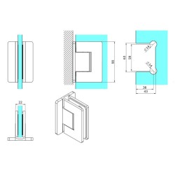 VER-BJ-90T - Wall-glass hinge 90° VER-BJ-90T - Wall-glass hinge 90°
