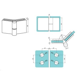 VER-135-L - Lifted hinge left glass to glass 135° VER-135-L - Lifted hinge left glass to glass 135°