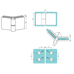 VER-135-R - Lifted hinge right glass to glass 135° VER-135-R - Lifted hinge right glass to glass 135°