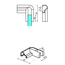 NTFA90L - Left connector 90º threshold-glass NTFA90L - Left connector 90º threshold-glass