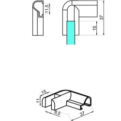 NTFA90R-B - Right connector 90º threshold-glass NTFA90R-B - Right connector 90º threshold-glass
