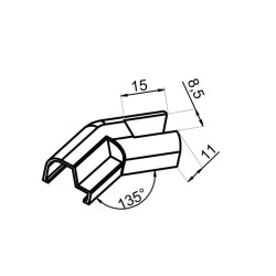 NTFA135L - Left connector 135º threshold-glass NTFA135L - Left connector 135º threshold-glass