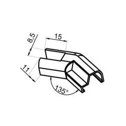 NTFA135R - Right connector 135º threshold-glass NTFA135R - Right connector 135º threshold-glass