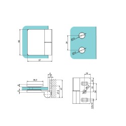 VER-SLIM-90-R - Lifting hinge wall-glass right