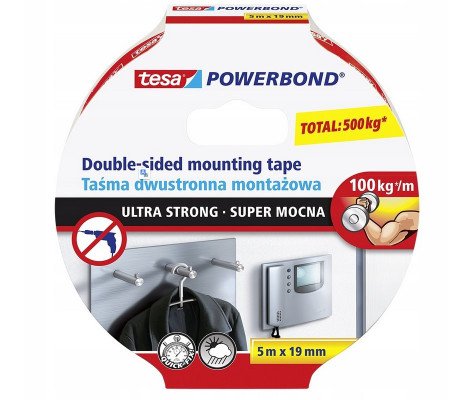 Mocna taśma dwustronna piankowa Tesa POWERBOND ULTRA STRONG 5mx19mm