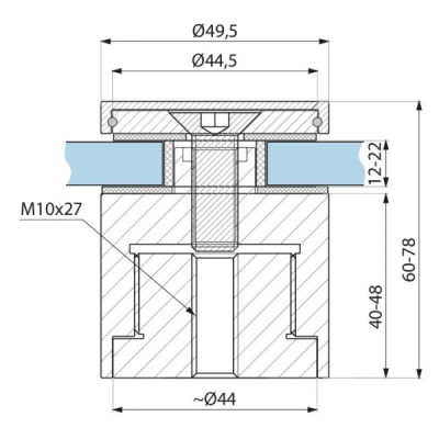 SO850SSS - Point stud with standoff adjustable from the front