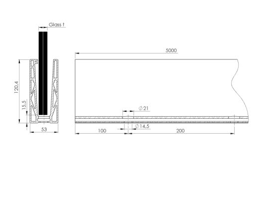 BM0004FDP5000TFC - U-profile for glass balustrades