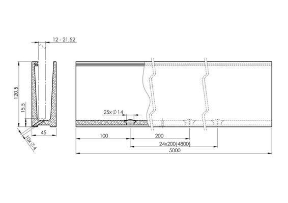 BM00045000TFCE - Profil U do balustrad szklanych