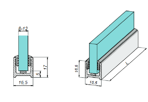 NLO-KP-3000-5,0-1 - U profile for glass