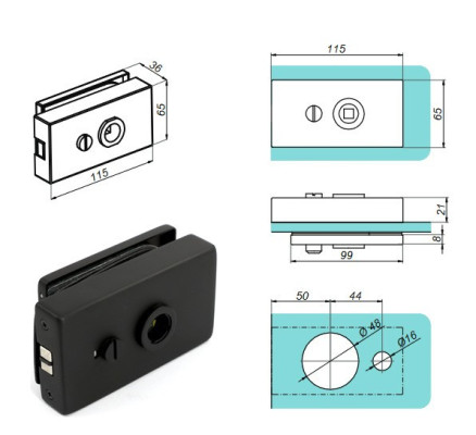 NT801M-WC-B - Magnetic bathroom lock with occupancy indicator