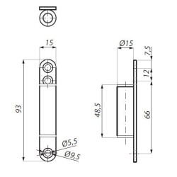 TGH13SET PC - Hinge complete with frame pivot and pin sleeve TGH13SET PC - Hinge complete with frame pivot and pin sleeve