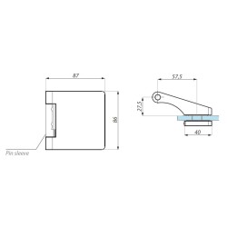 TGH13SET PC - Hinge complete with frame pivot and pin sleeve TGH13SET PC - Hinge complete with frame pivot and pin sleeve