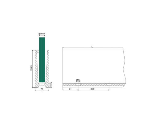 BM00046000TF - U-profile for glass balustrades