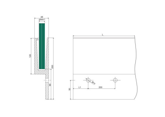 BM00112500OF - Y-profile for glass balustrades