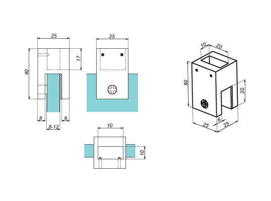 NTKSQ817B-1 - Railing mounting glass - roof