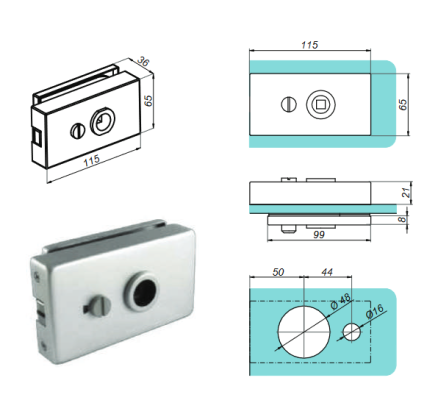 NT801M-WC-SS - Magnetic bathroom lock with occupancy indicator