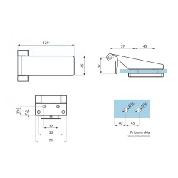 TGH122 NA - Free hinge with fixing plate TGH122 NA - Free hinge with fixing plate