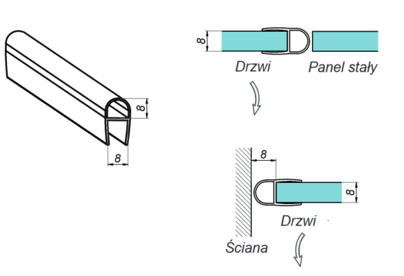 NLO-SP-2910-8-2,5 - Seal for glass 8 mm