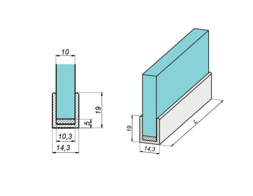 NLO-KP-2961-10-B - U profil pro sklo 10 mm